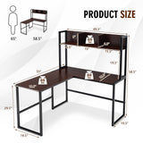 Reversible L-Shaped Corner Desk with Storage Bookshelf