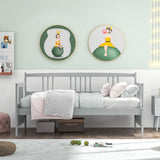 Twin Size Wooden Slats Daybed Bed with Rails
