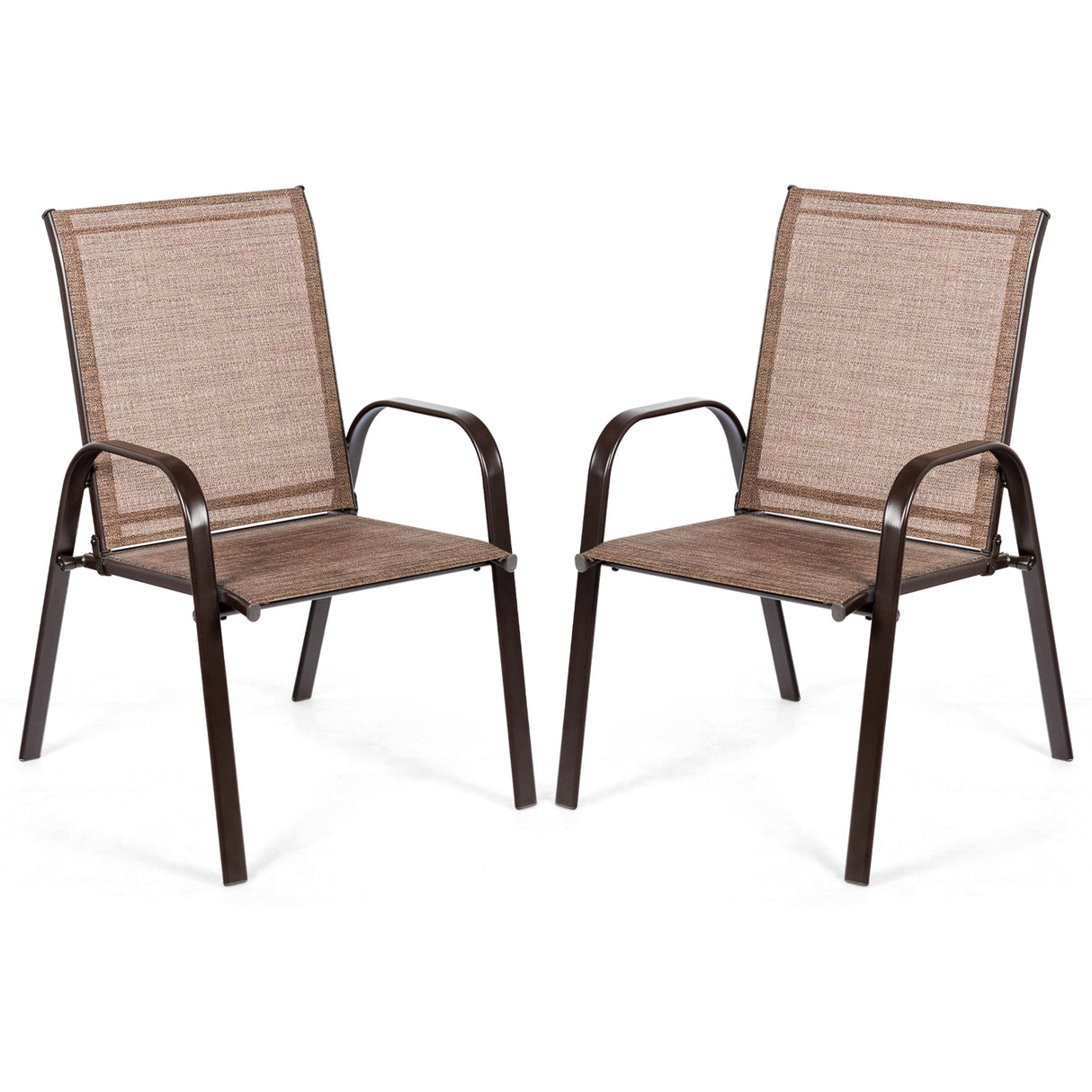 2 Pcs Patio Chairs Outdoor Dining Chair with Armrest