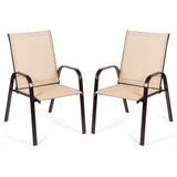 2 Pcs Patio Chairs Outdoor Dining Chair with Armrest
