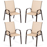 2 Pcs Patio Chairs Outdoor Dining Chair with Armrest