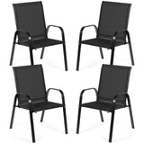 2 Pcs Patio Chairs Outdoor Dining Chair with Armrest