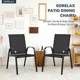 2 Pcs Patio Chairs Outdoor Dining Chair with Armrest