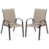 2 Pcs Patio Chairs Outdoor Dining Chair with Armrest