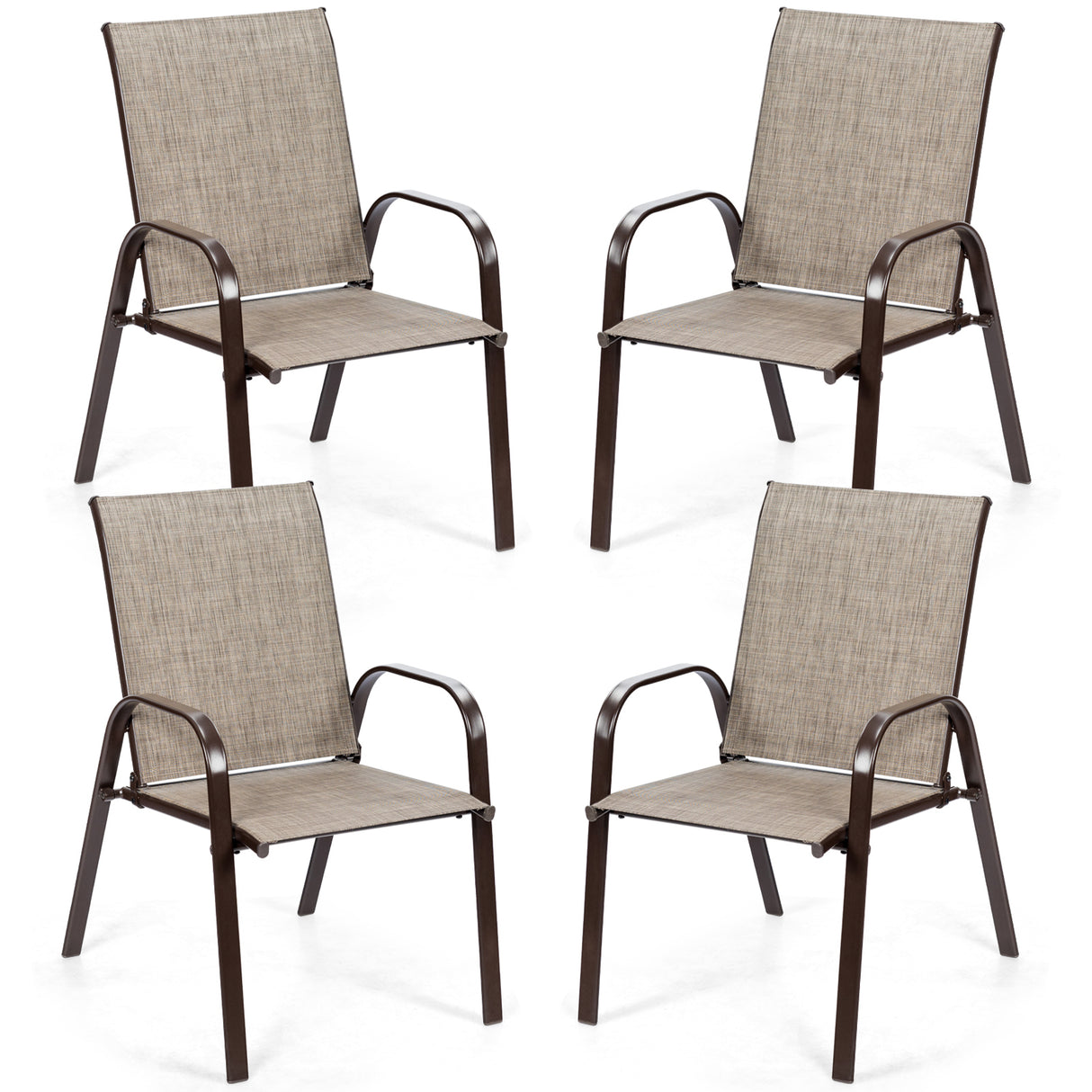 2 Pcs Patio Chairs Outdoor Dining Chair with Armrest