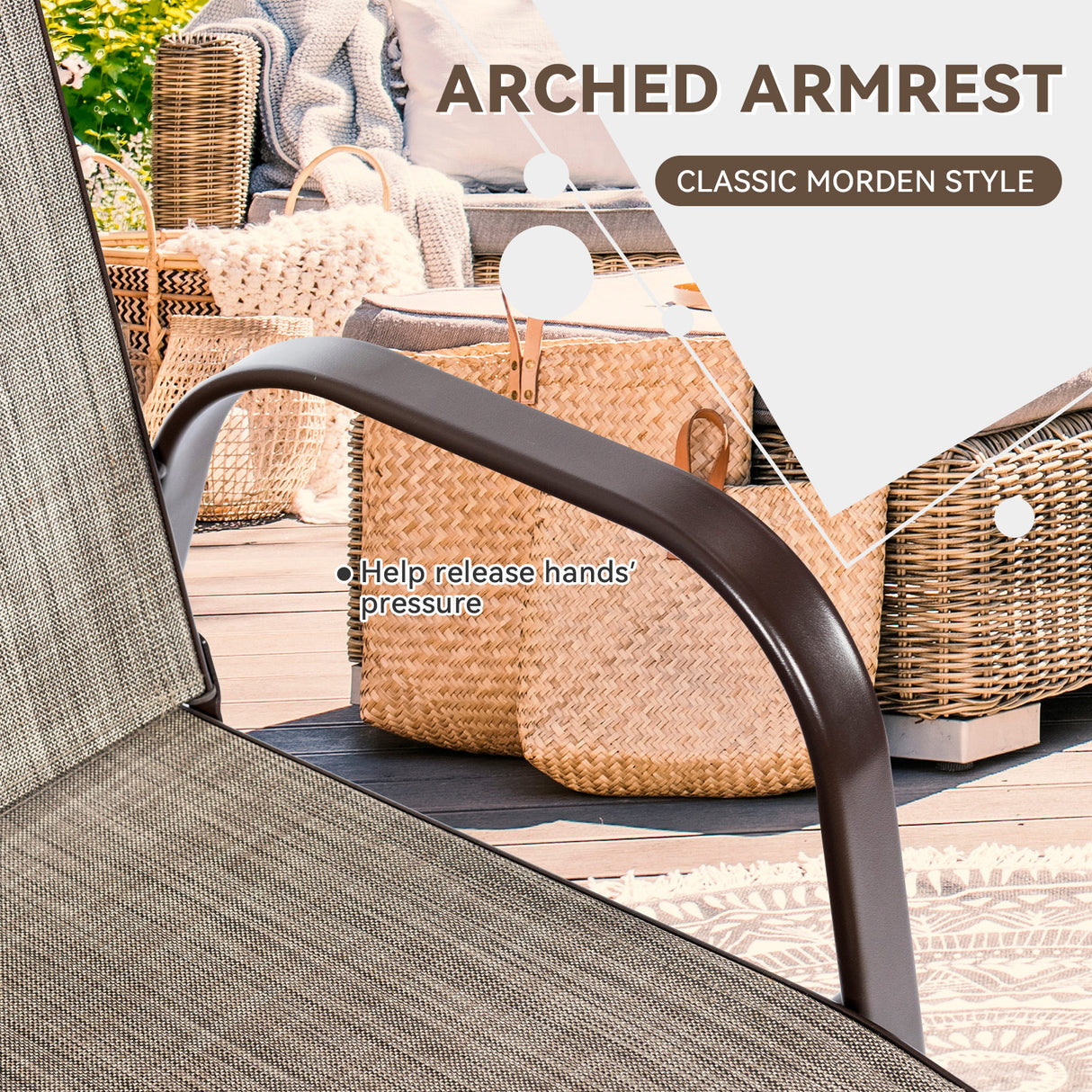 2 Pcs Patio Chairs Outdoor Dining Chair with Armrest