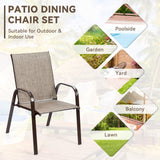2 Pcs Patio Chairs Outdoor Dining Chair with Armrest