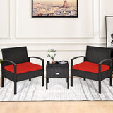 3 Piece PE Rattan Wicker Sofa Set with Washable and Removable Cushion for Patio