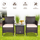 3 Pcs Outdoor Rattan Wicker Furniture Set