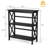 3-Tier Wooden Multi-Functional X-Design Etagere Storage Bookshelf-Black