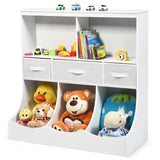 Freestanding Combo Cubby Bin Storage Organizer Unit W/3 Baskets