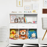 Freestanding Combo Cubby Bin Storage Organizer Unit W/3 Baskets