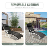 Adjustable Outdoor Lightweight Folding Chaise Lounge Chair with Pillow