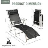 Adjustable Outdoor Lightweight Folding Chaise Lounge Chair with Pillow