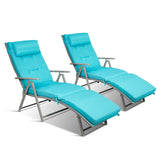 Adjustable Outdoor Lightweight Folding Chaise Lounge Chair with Pillow