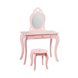 Kids Princess Makeup Dressing Play Table Set with Mirror