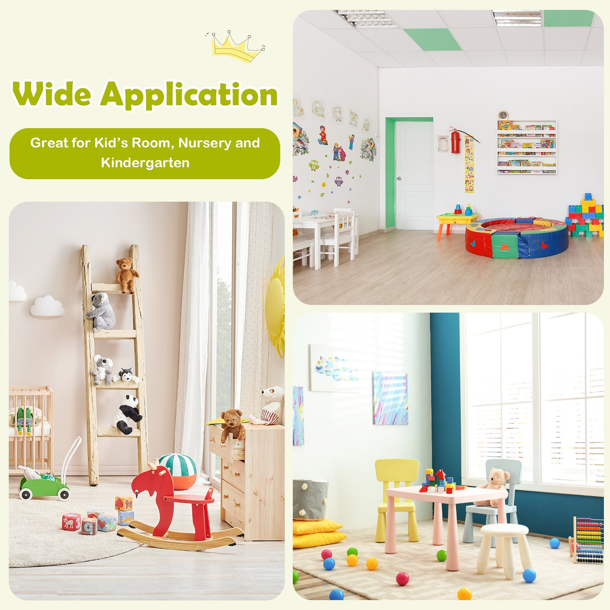 5 pcs Kids Pine Wood Multicolor Table Chair Set