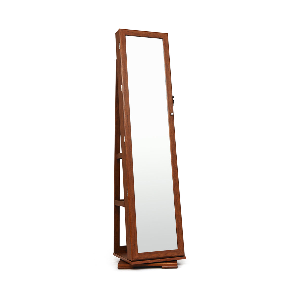 360Â° Rotatable 2-in-1 Lockable Jewelry Cabinet with Full-Length Mirror