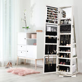 360Â° Rotatable 2-in-1 Lockable Jewelry Cabinet with Full-Length Mirror