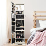 360Â° Rotatable 2-in-1 Lockable Jewelry Cabinet with Full-Length Mirror