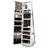 360Â° Rotatable 2-in-1 Lockable Jewelry Cabinet with Full-Length Mirror