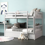 Full over Full Bunk Bed Platform Wood Bed with Ladder