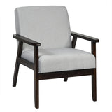 Solid Rubber Wood Fabric Accent Armchair