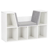 6-Cubby Kid Storage Bookcase Cushioned Reading Nook