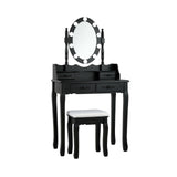 Makeup Dressing Table with Touch Switch Lighted Mirror and Cushioned Stool