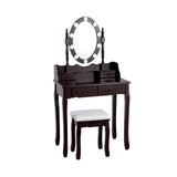 Makeup Dressing Table with Touch Switch Lighted Mirror and Cushioned Stool