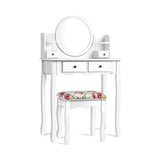 Makeup Vanity Table Set Girls Dressing Table with Drawers Oval Mirror