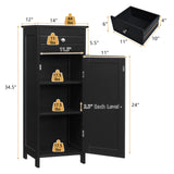 Wooden Storage Free-Standing Floor Cabinet with Drawer and Shelf