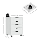 5 Drawer Dresser Storage Cupboard Chest with Wheels for Home Office