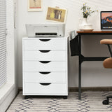 5 Drawer Dresser Storage Cupboard Chest with Wheels for Home Office