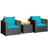 3 Pieces Patio Wicker Conversation SetÂ with Cushion