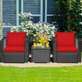 3 Pieces Patio Wicker Conversation SetÂ with Cushion