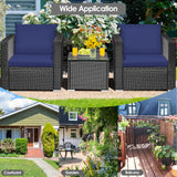 3 Pieces Patio Wicker Conversation SetÂ with Cushion