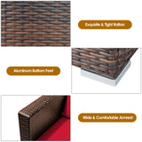 3 Pcs Patio Conversation Rattan Furniture Set with Cushion