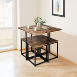 5 Pieces Metal Frame Dining Set with Compact Dining Table and 4 Stools