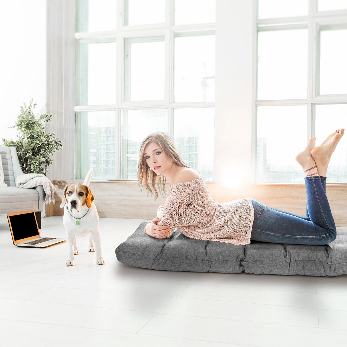 14-Position Adjustable Folding Lazy Gaming Sofa