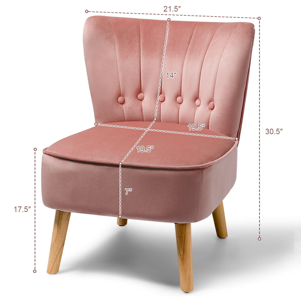 Armless Accent Chair Tufted Velvet Leisure Chair
