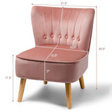 Armless Accent Chair Tufted Velvet Leisure Chair