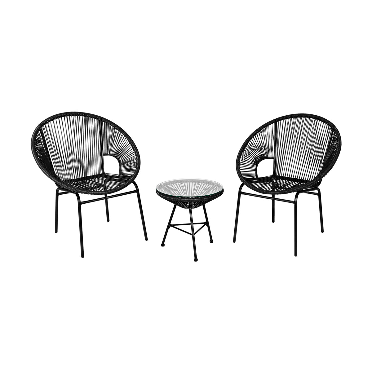 3PCS Patio Acapulco Furniture Bistro Set with GlassTable