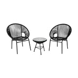 3PCS Patio Acapulco Furniture Bistro Set with GlassTable