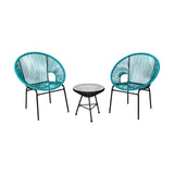 3PCS Patio Acapulco Furniture Bistro Set with GlassTable