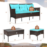 3 Pieces Patio Furniture Sectional Set with 5 Cozy Seat and Back Cushions