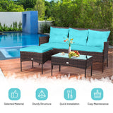 3 Pieces Patio Furniture Sectional Set with 5 Cozy Seat and Back Cushions