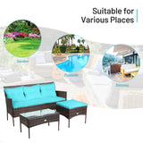 3 Pieces Patio Furniture Sectional Set with 5 Cozy Seat and Back Cushions