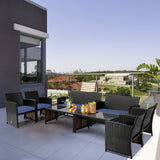 4 Pieces Patio Rattan Cushioned Furniture Set