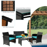 4 Pieces Patio Rattan Cushioned Furniture Set